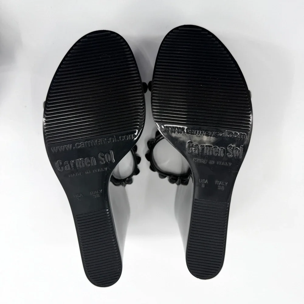 Carmen Sol Tonino Jelly Platform Wedge Sandal in Black Size 8 Vacation Resort - Picture 9 of 12